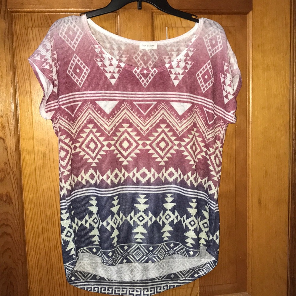 Blue and Red Ombre Shirt